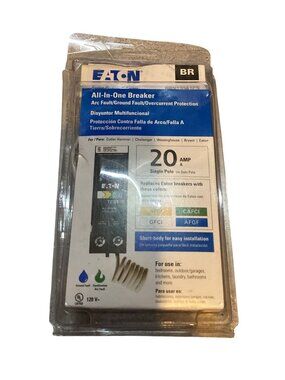 Cutler-Hammer Eaton BRN120A1CS BR 20A 120V 1-Pole Arc Fault/Ground Fault Circ...